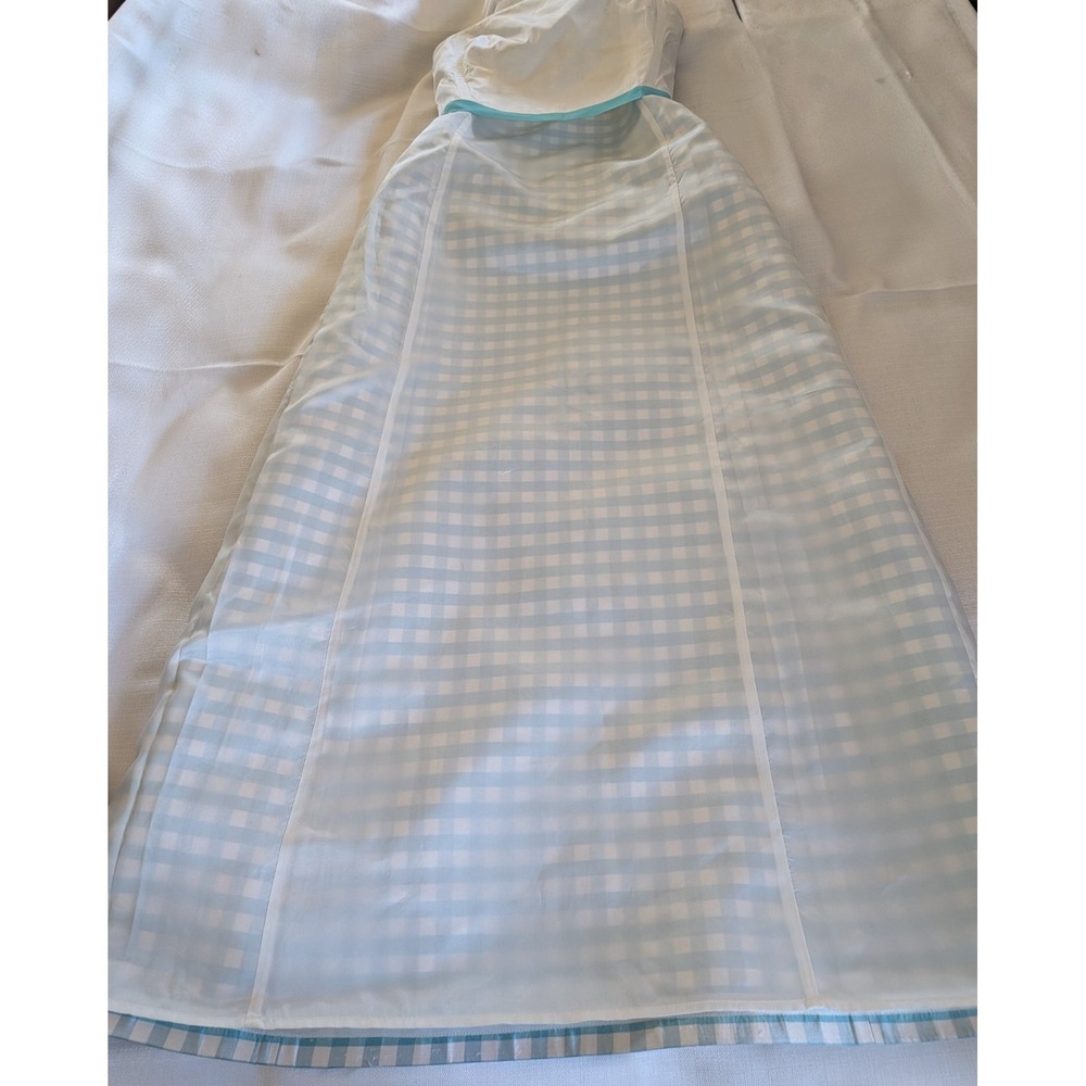 Ralph Lauren 100% Silk Blue Gingham Strapless Maxi Dress Sz 10 Quiet Luxury - Picture 11 of 11
